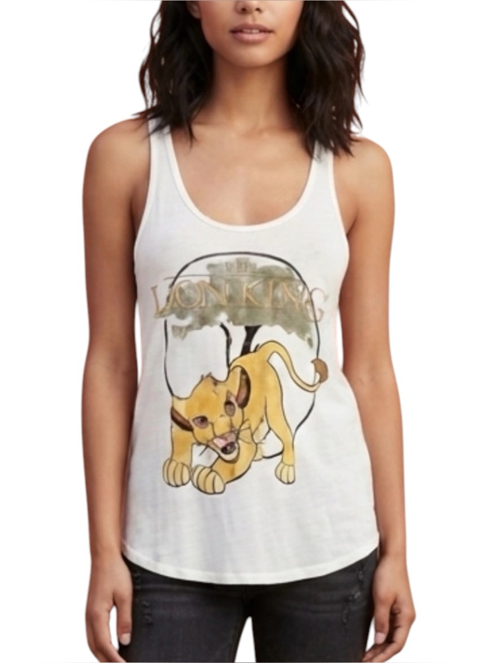 Disney The Lion King Simba Lace Back Tank Top Women’s M Cream